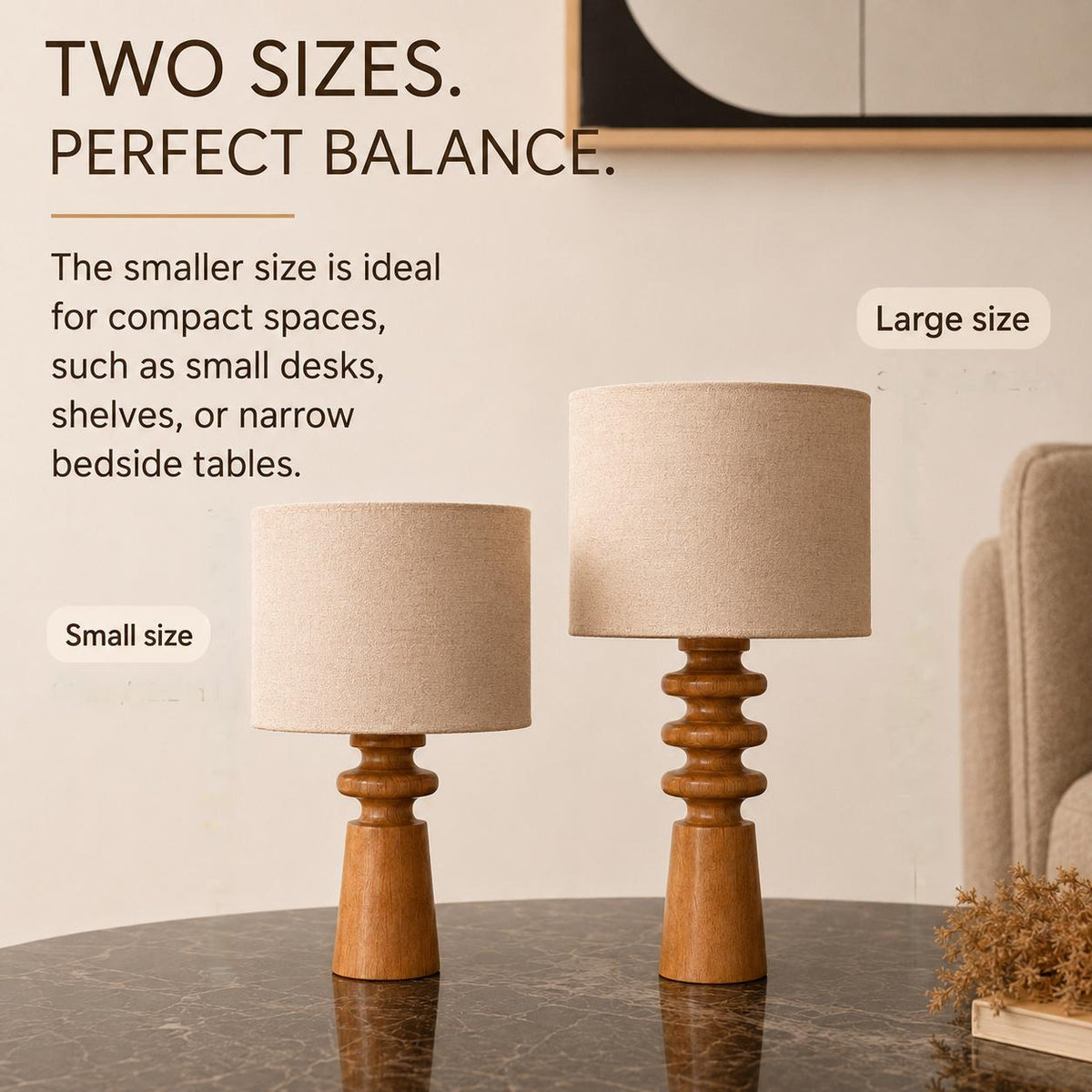 Distortion Wood Table Lamp with Fabric Shade, Modern Bedside Light