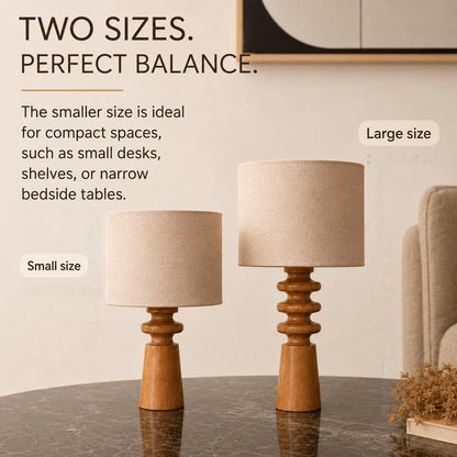 Distortion Wood Table Lamp with Fabric Shade, Modern Bedside Light