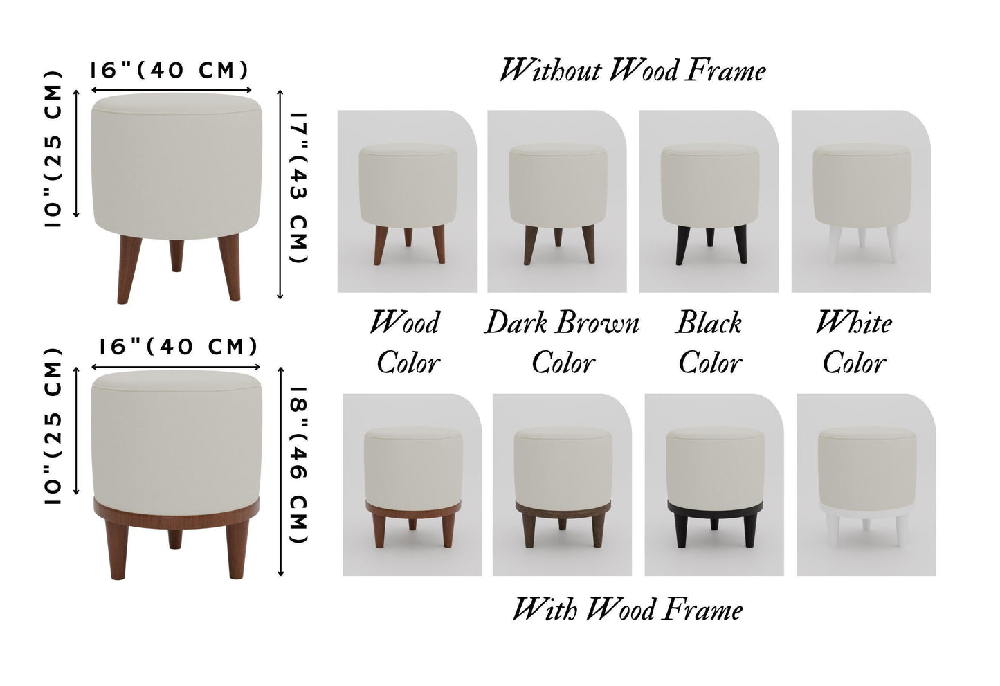 Dressing Table Bench, Vanity bench, Ottoman pouf, Pouf with legs, Entry bench, Handmade furniture, Foot rest stool, Round footstool