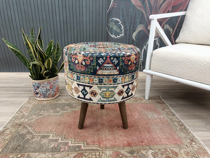 Round pouf stool, Bedroom pouf, Footstool ottoman, Tufted stool, Piano chair, Moroccan pouf, Footrest bench, Make up stool