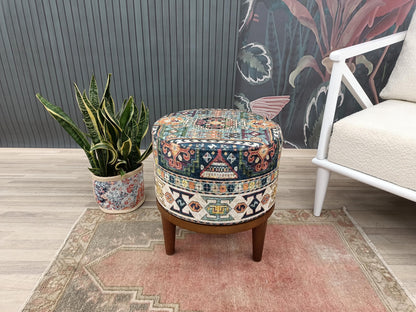 Round pouf stool, Bedroom pouf, Footstool ottoman, Tufted stool, Piano chair, Moroccan pouf, Footrest bench, Make up stool