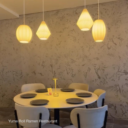 Ribbed Pendant Lamp, Japandi Globe & Tube Hanging Light