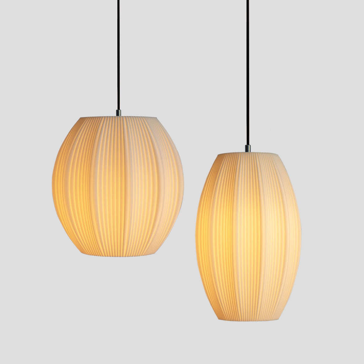 Ribbed Pendant Lamp, Japandi Globe & Tube Hanging Light