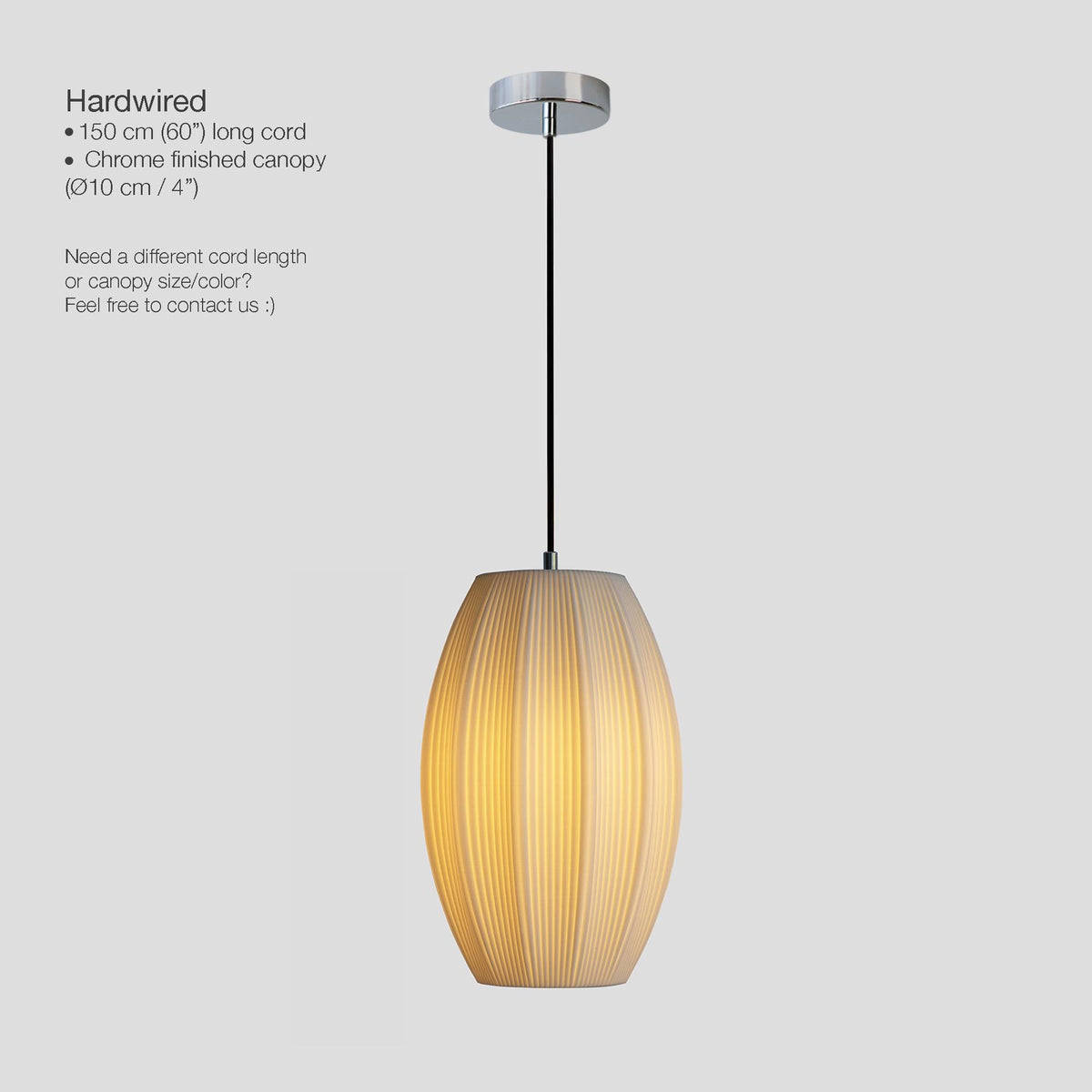 Ribbed Pendant Lamp, Japandi Globe & Tube Hanging Light