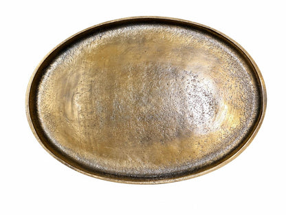 Antique Brass Oval Side Table with Pedestal Base