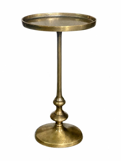 Antique Brass Oval Side Table with Pedestal Base