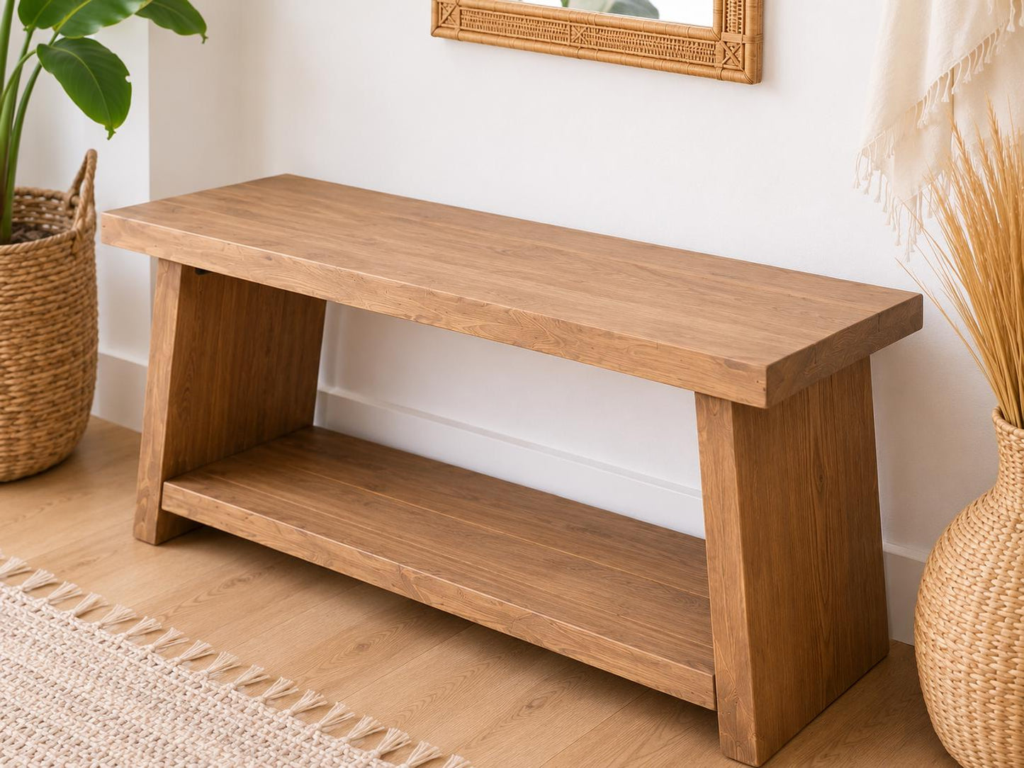 Solid Wood Entryway Bench With Shelf Wooden Benches Solid Wood Handmade Seat Industrial Shoe Mid Century Modern Petite Mudroom With Storage