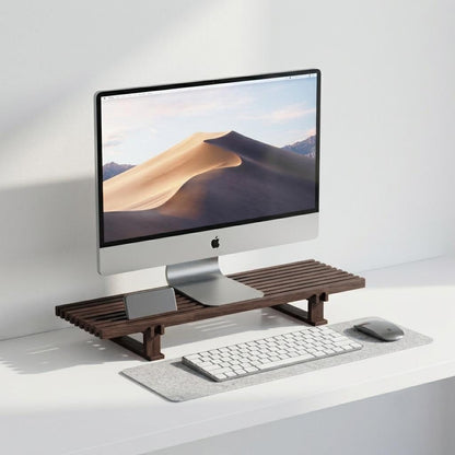 Dark Walnut Solid Wooden Monitor Stand | Wood Monitor Riser | Desk Organizer | Desk Setup