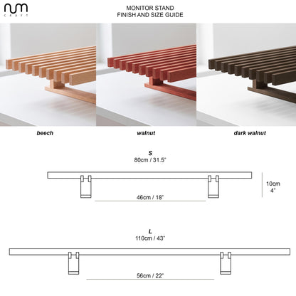 Dark Walnut Solid Wooden Monitor Stand | Wood Monitor Riser | Desk Organizer | Desk Setup