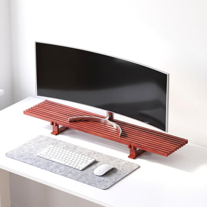 Dark Walnut Solid Wooden Monitor Stand | Wood Monitor Riser | Desk Organizer | Desk Setup