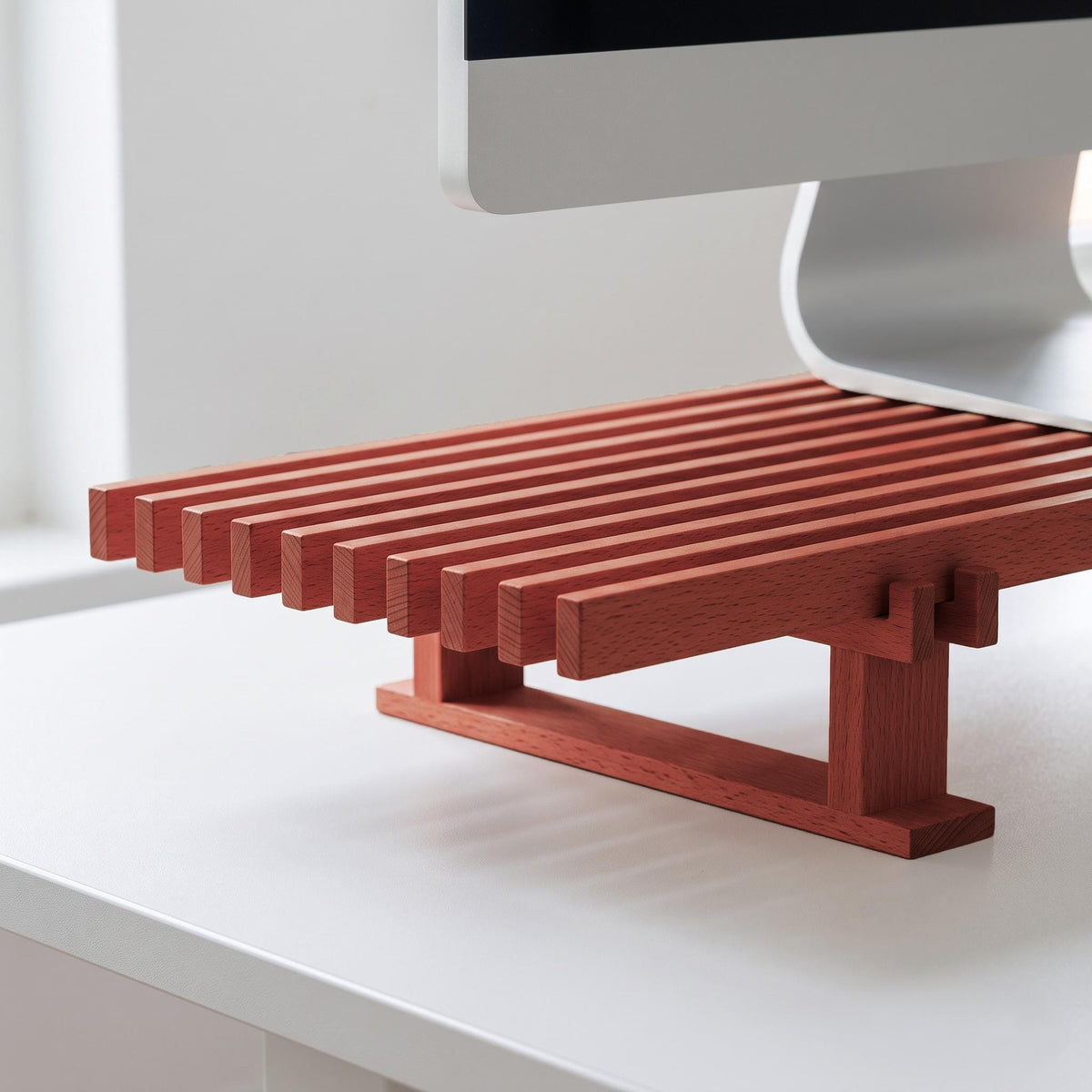 Dark Walnut Solid Wooden Monitor Stand | Wood Monitor Riser | Desk Organizer | Desk Setup