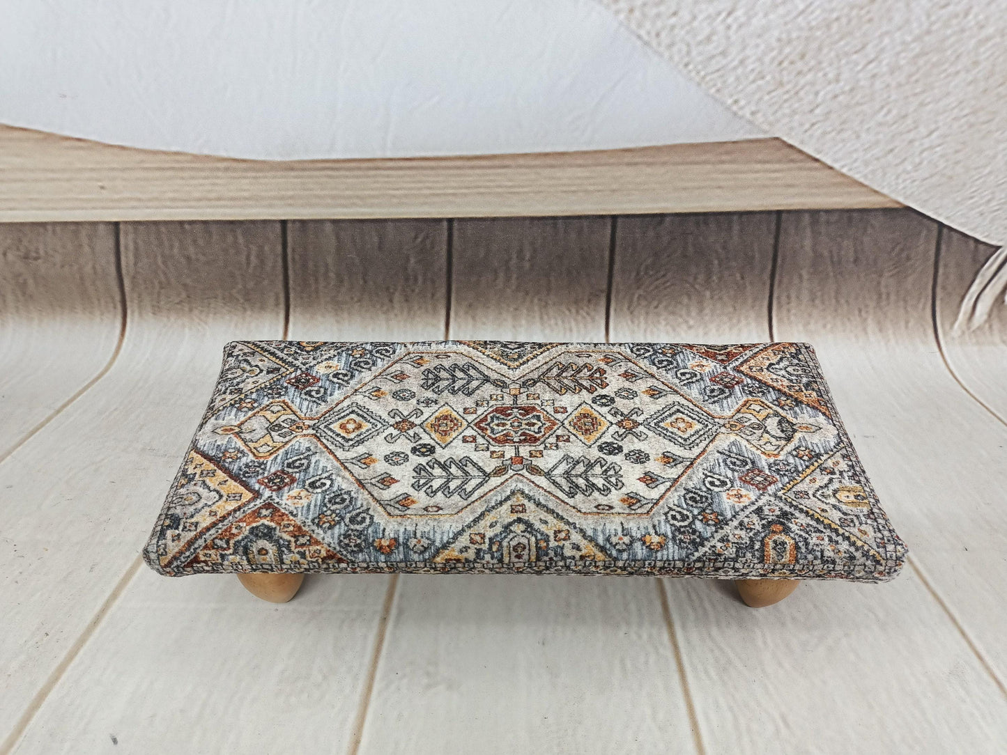Foot rest pouf, Upholstered bed step, Multipurpose stool, Under desk stool, Foot bench, Ottoman bench, Low stool, Couch table, Boho tray