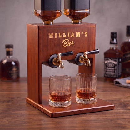 Wooden Whiskey Dispenser | Custom Engraved Liquor Tap for Home Bar, Bourbon Dispenser, Gift for Him, Wedding Anniversary