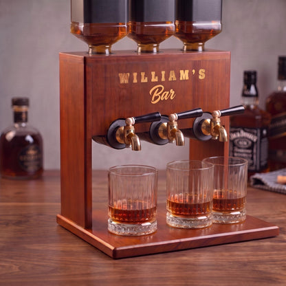 Wooden Whiskey Dispenser | Custom Engraved Liquor Tap for Home Bar, Bourbon Dispenser, Gift for Him, Wedding Anniversary