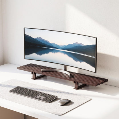 Dark Walnut Solid Wooden Monitor Stand | Wood Monitor Riser | Desk Organizer | Desk Setup