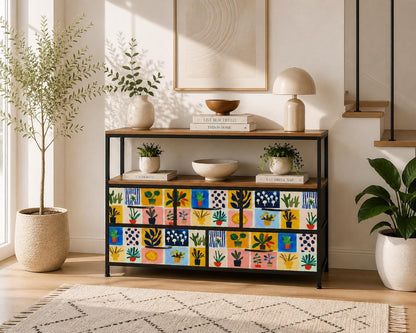 Matisse 5 chest of drawers TV stand dresser, industrial console, tv media console cabinet, living room cabinet, gouache pink storage cabinet