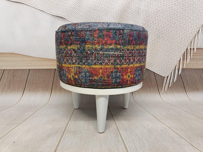 Dressing Table Bench, Vanity bench, Ottoman pouf, Pouf with legs, Entry bench, Handmade furniture, Foot rest stool, Round footstool