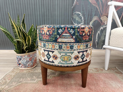 Round pouf stool, Bedroom pouf, Footstool ottoman, Tufted stool, Piano chair, Moroccan pouf, Footrest bench, Make up stool