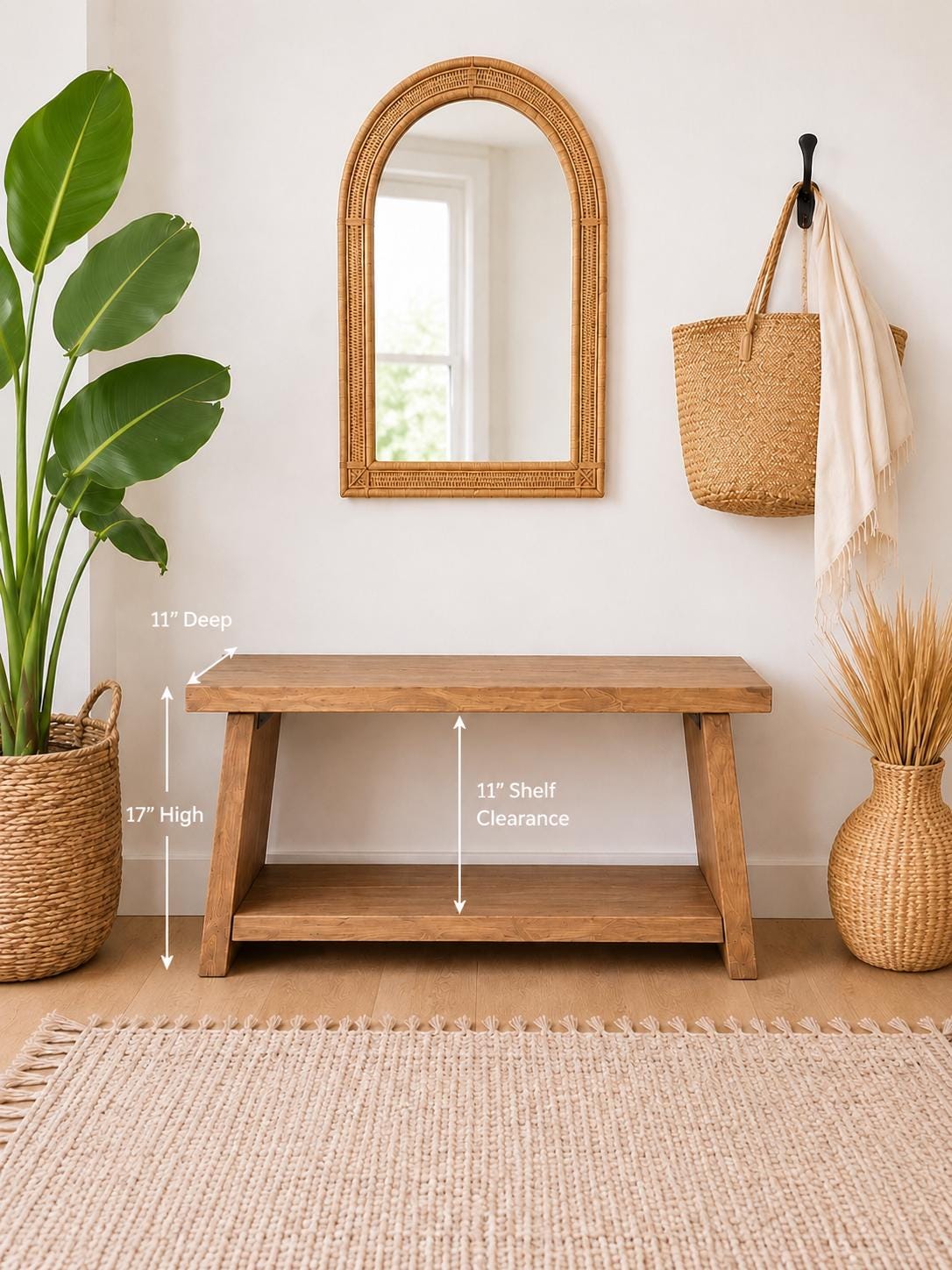 Solid Wood Entryway Bench With Shelf Wooden Benches Solid Wood Handmade Seat Industrial Shoe Mid Century Modern Petite Mudroom With Storage