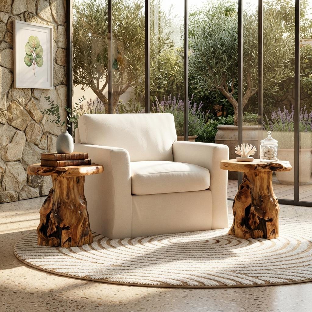 Handcrafted Cedar Stump End Table | Reclaimed Wood, Live Edge Rustic Design