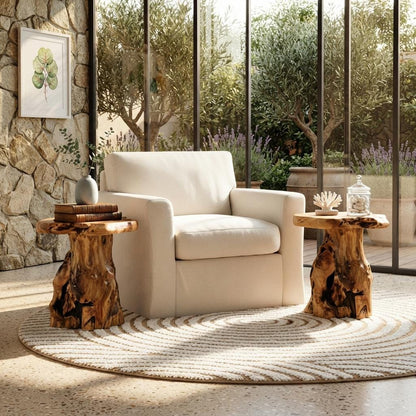 Handcrafted Cedar Stump End Table | Reclaimed Wood, Live Edge Rustic Design