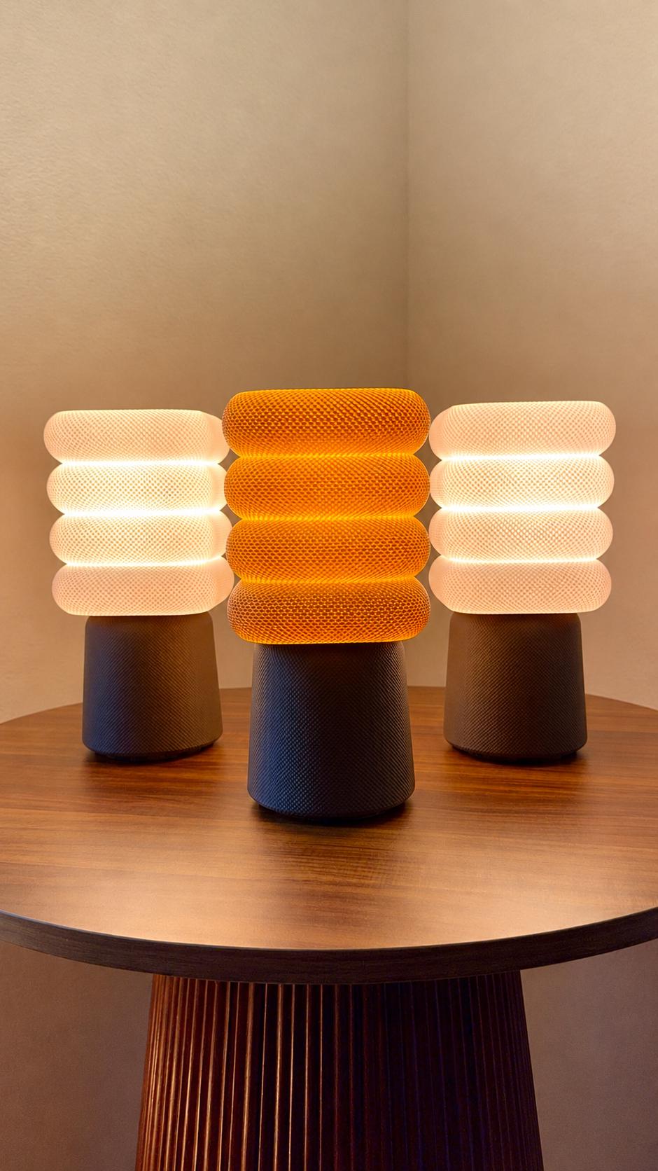 Ripple Sculptural Table Lamp with Stacked Ring Shade & Warm LED