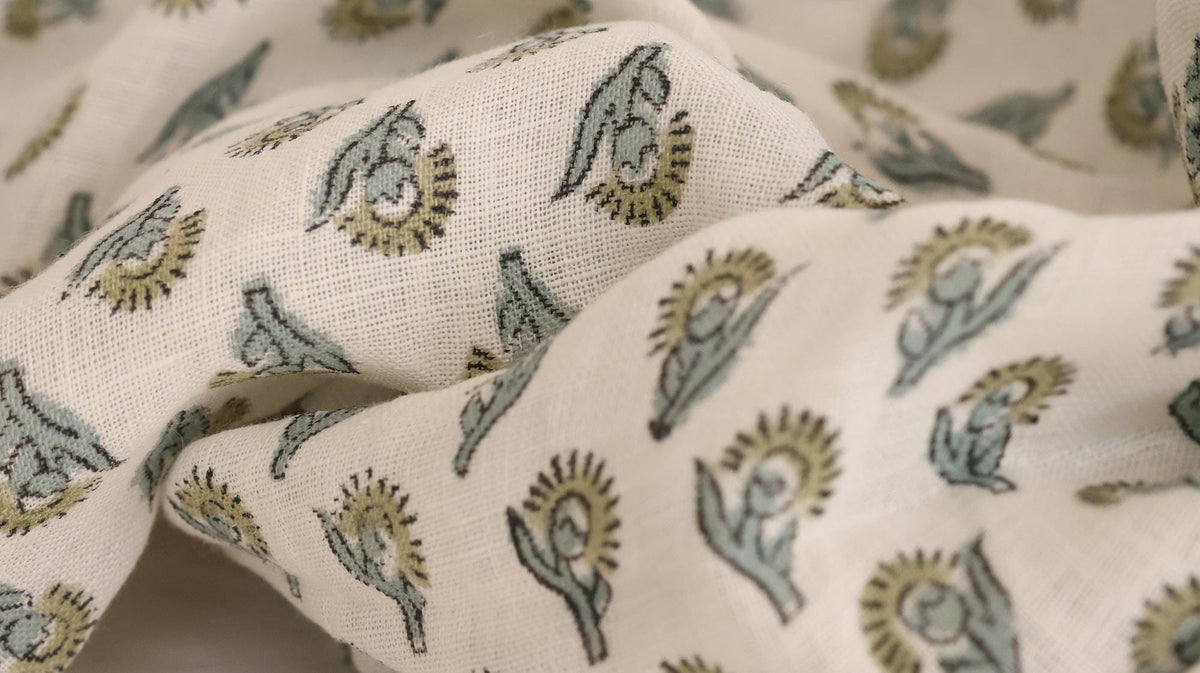 Yellow Botanical Linen Blend Curtain Panel, Farmhouse Floral Window Drapes