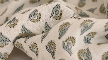 Yellow Botanical Linen Blend Curtain Panel, Farmhouse Floral Window Drapes