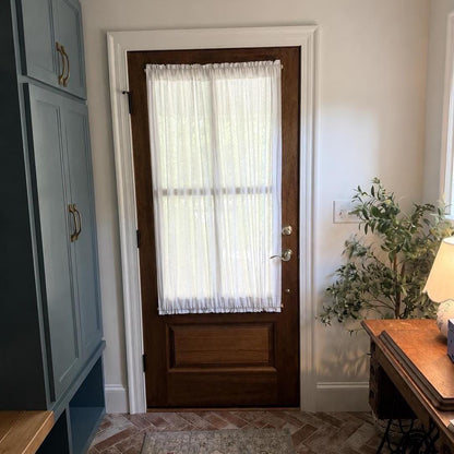 Custom 100% Linen French Door Curtain Panel with Rod Pockets