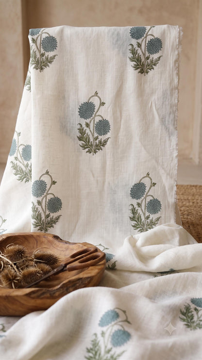 Yellow Botanical Linen Blend Curtain Panel, Farmhouse Floral Window Drapes
