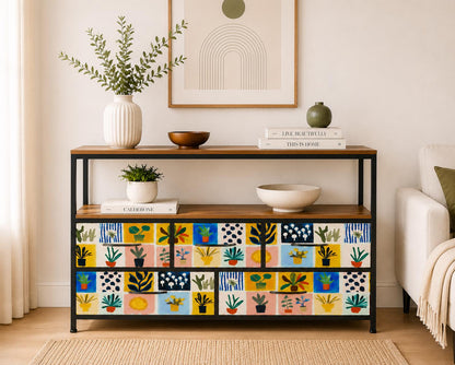 Matisse 5 chest of drawers TV stand dresser, industrial console, tv media console cabinet, living room cabinet, gouache pink storage cabinet