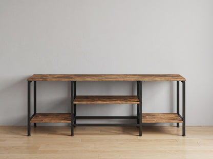 Wooden Industrial TV Stand Console Table for 65 Inch TV with Power Outlets and Storage Shelves
