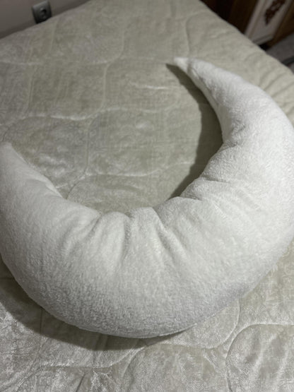 Giant Crescent Moon Pillow, Handcrafted Turkish Body, Plush Hugging Bed Pillow