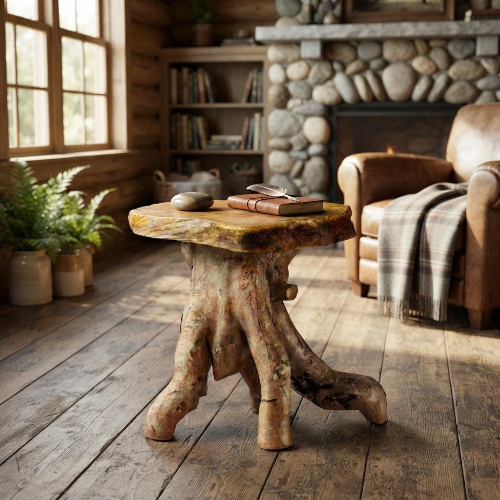 Handcrafted Cedar Stump End Table: Reclaimed Wood, Live Edge Rustic Design