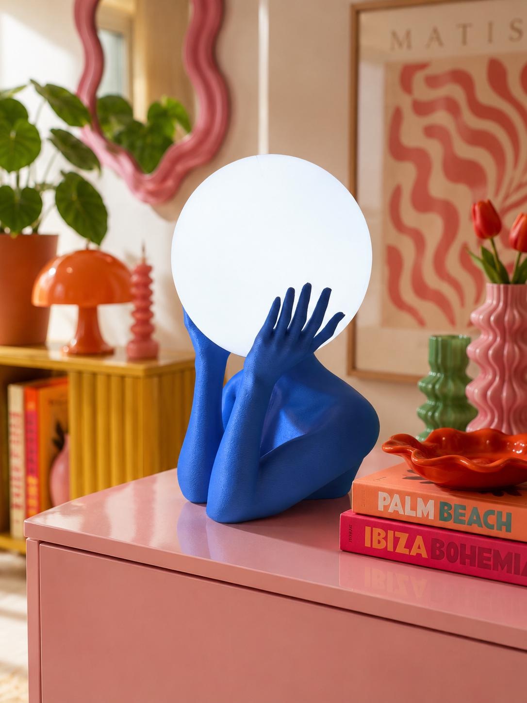 Sculptural Sphere Table Lamp, Artistic Ambient Light, Minimalist Home Decor