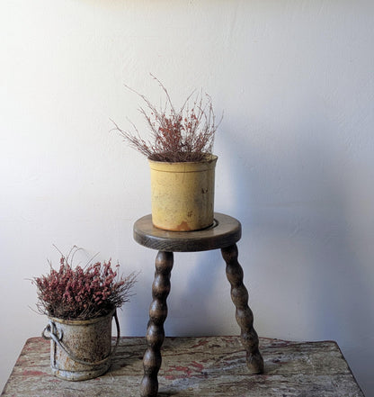 French Vintage Bobbin Stool, Rustic Country Cottage Side Table