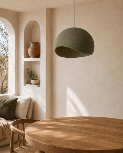 Modern Organic Pendant Light with Textured Sculptural Shade