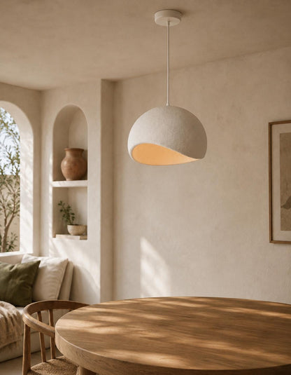 Modern Organic Pendant Light with Textured Sculptural Shade