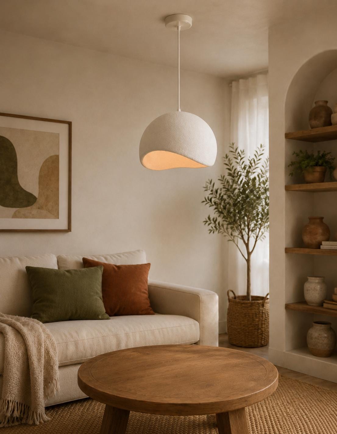 Modern Organic Pendant Light, Sculptural Hanging Lamp, Textured 3D Printed Ceiling Light