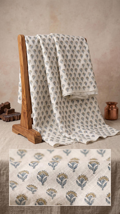 Yellow Botanical Linen Blend Curtain Panel, Farmhouse Floral Window Drapes