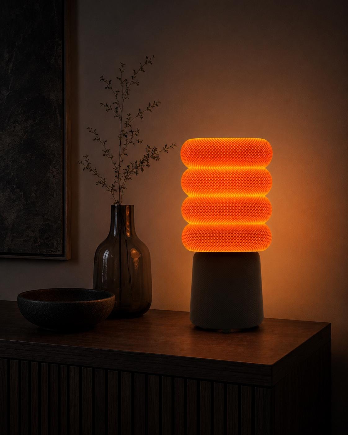 Ripple Sculptural Table Lamp with Stacked Ring Shade & Warm LED