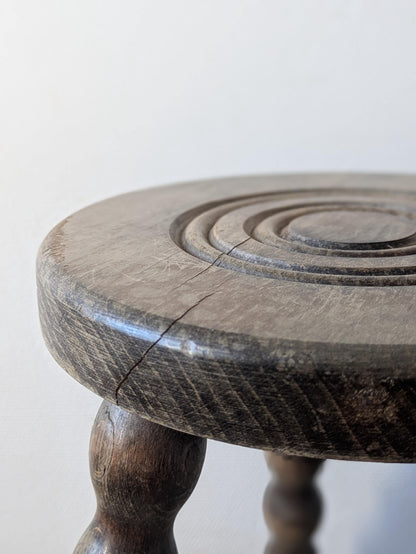 French Vintage Bobbin Stool, Rustic Country Cottage Side Table