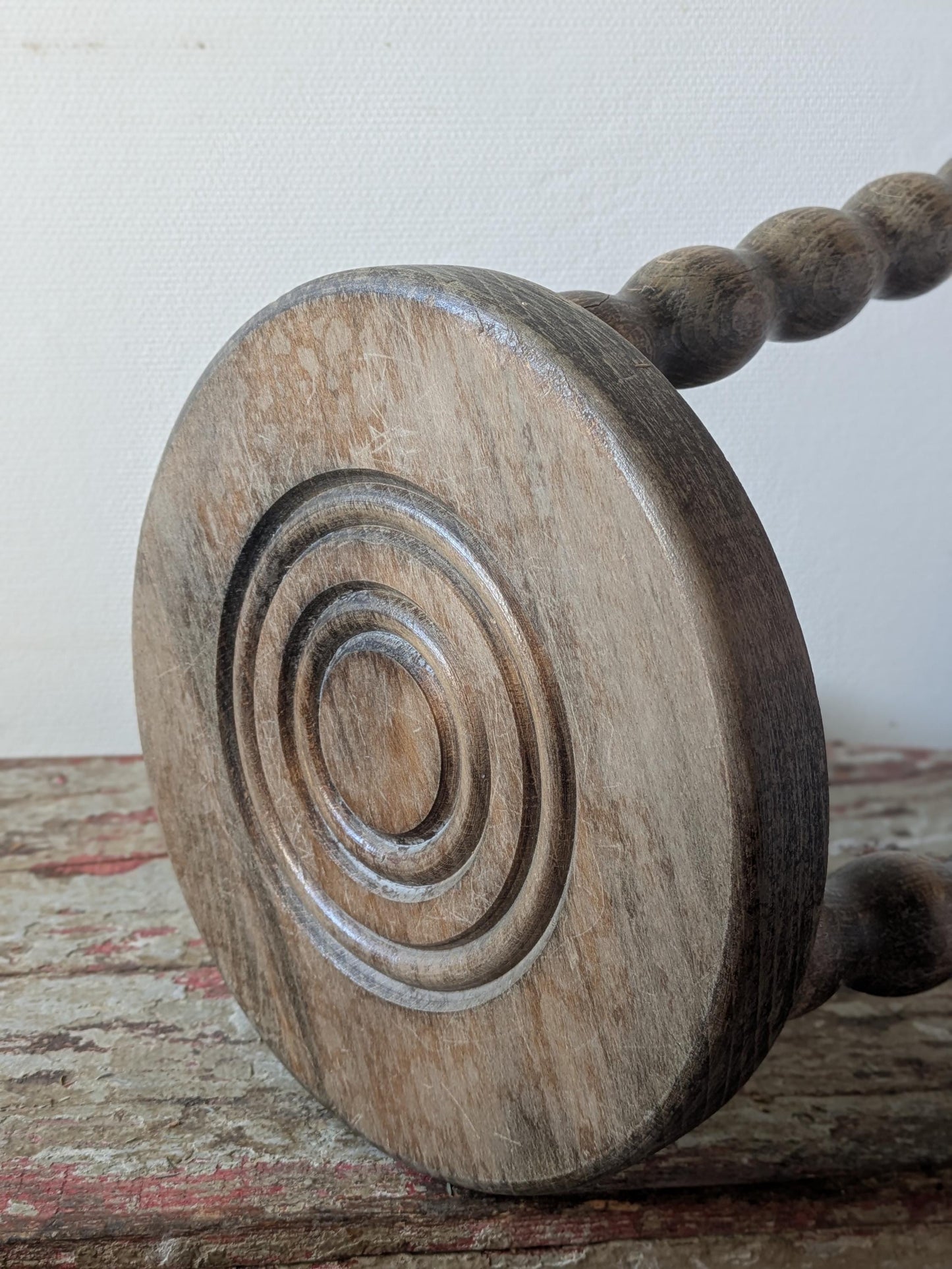 French Vintage Bobbin Stool, Rustic Country Cottage Side Table