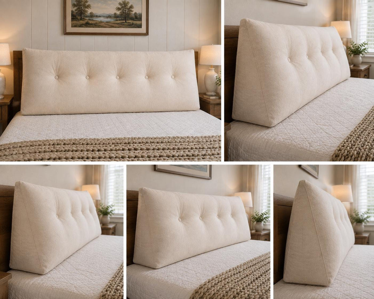 Custom Headboard Pillow, Large Wedge Backrest Cushion for Bed, Tufted Bedroom Reading Pillow