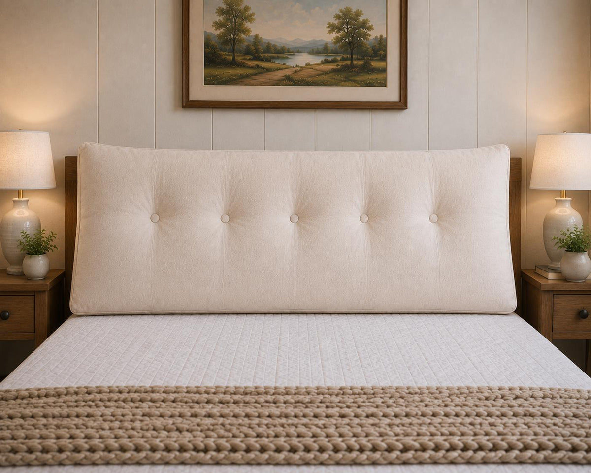Custom Headboard Pillow, Large Wedge Backrest Cushion for Bed, Tufted Bedroom Reading Pillow