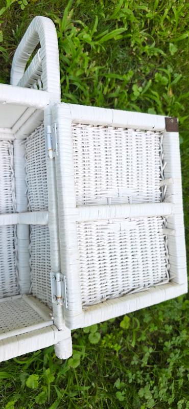 White Wicker Bathroom Wall Cabinet Vanity Shelf 2-Door Rattan Hanging