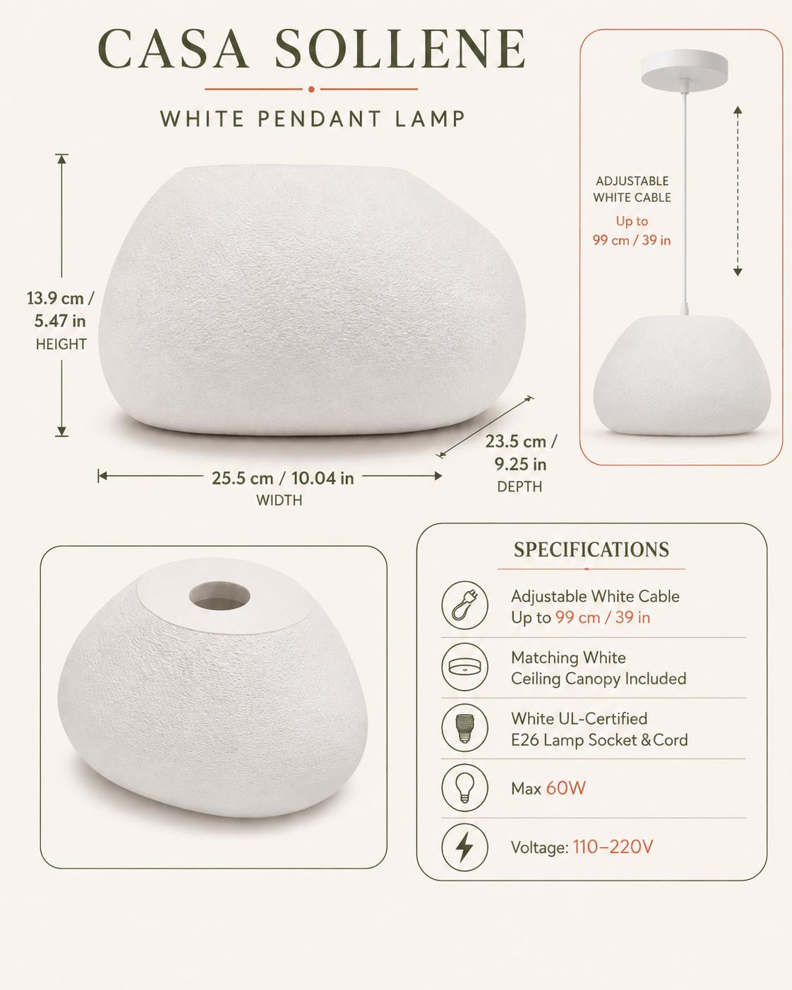 Modern Organic Pendant Light with Textured Sculptural Shade