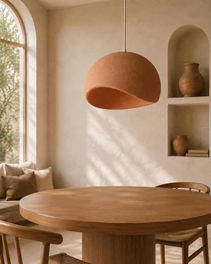 Modern Organic Pendant Light with Textured Sculptural Shade