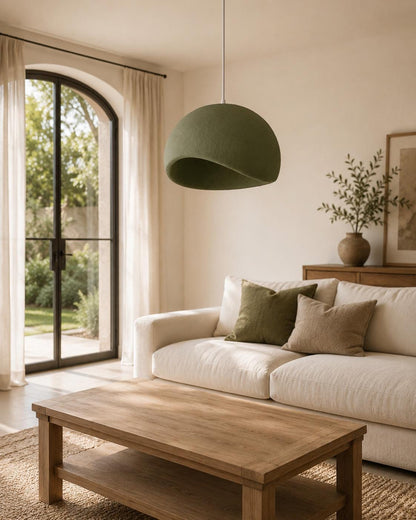 Modern Organic Pendant Light with Textured Sculptural Shade