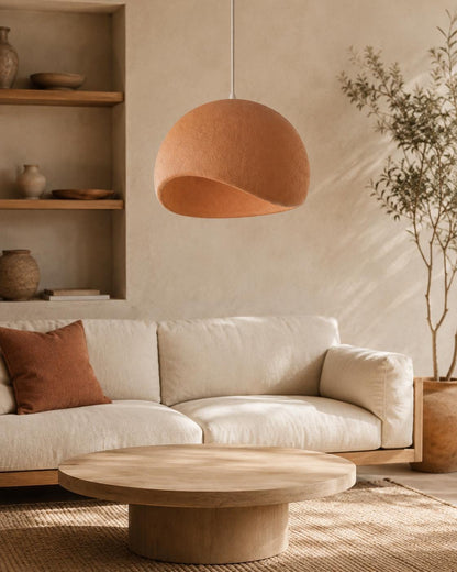 Modern Organic Pendant Light with Textured Sculptural Shade